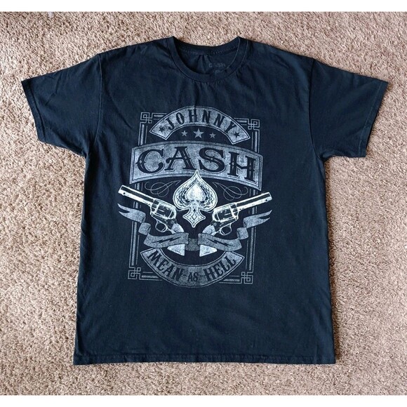 Cash Other - Johnny Cash T-Shirt Men's Large Graphic Print Black Short Sleeve Sleeve